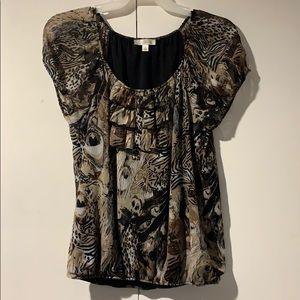 Dress Barn Animal Print Short Sleeve Blouse